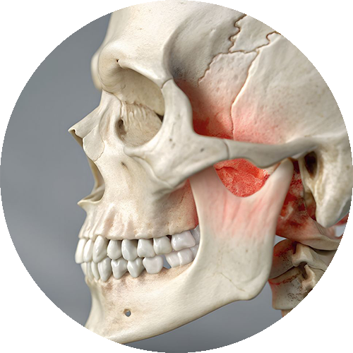 Therapeut untersucht und behandelt die Kieferregion eines Patienten mit den Händen.