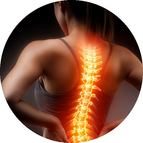 Erwachsene Frau übt rückenschonende Bewegungen.