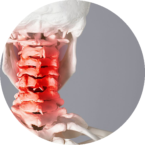Manuelle Behandlung im oberen Nackenbereich zur Justierung des Atlaswirbels.